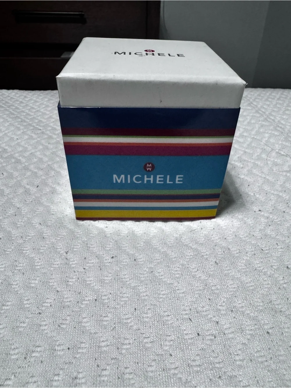 Michele White Ceramic-Style Watch with Rose Gold Accents